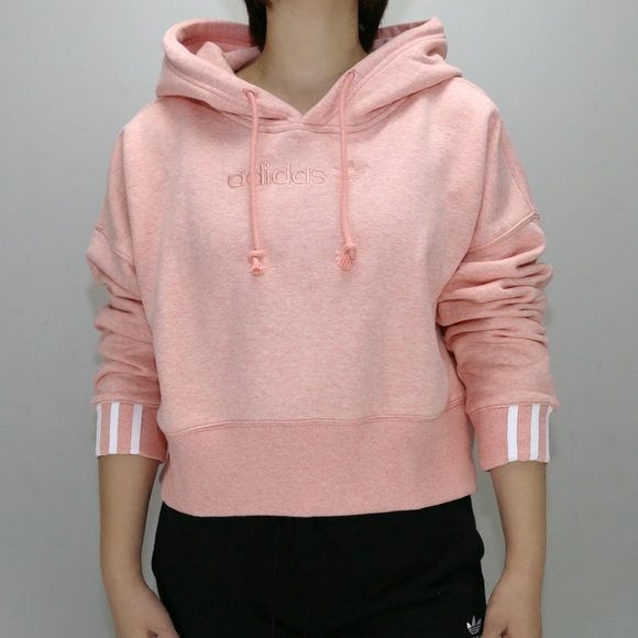 NWT ADIDAS ORIGINALS WOMENS COEEZE CROPPED HOODIE PINK DU2353 - Picture 4 of 9